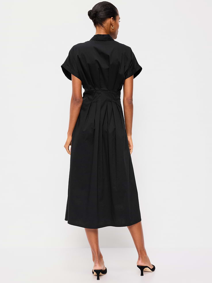 Image number 2 showing, Pintuck-Waist Midi Shirt Dress