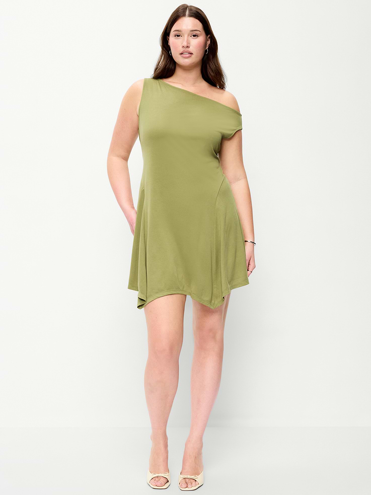 Image number 8 showing, Fit & Flare Asymmetrical Shoulder Mini Dress