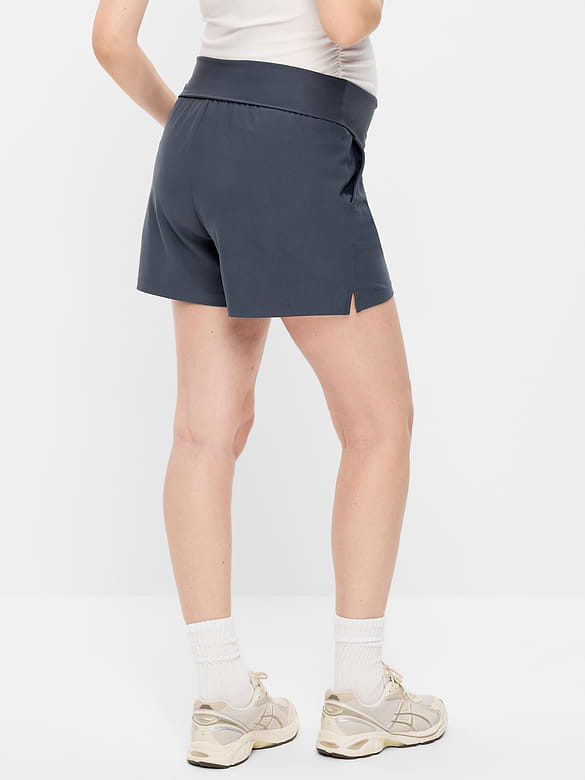 Maternity Rollover-Waist PowerSoft Shorts -- 5-inch inseam