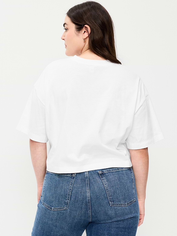 Vintage Crew-Neck Oversized Crop T-Shirt