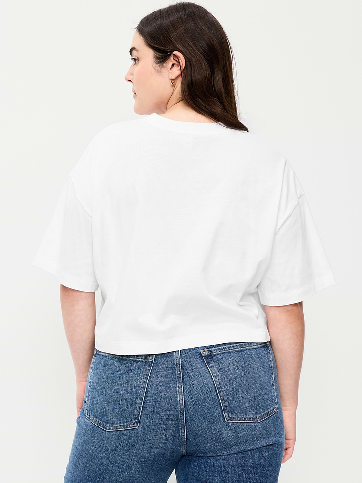 Image number 6 showing, Vintage Crew-Neck Oversized Crop T-Shirt