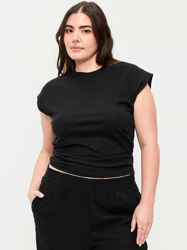 Image number 5 showing, Cap-Sleeve Cinch-Waist Top