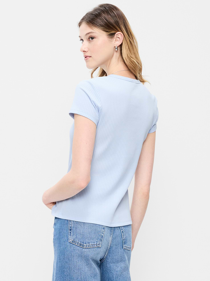 Image number 2 showing, Short-Sleeve Ribbed Button-Down Top