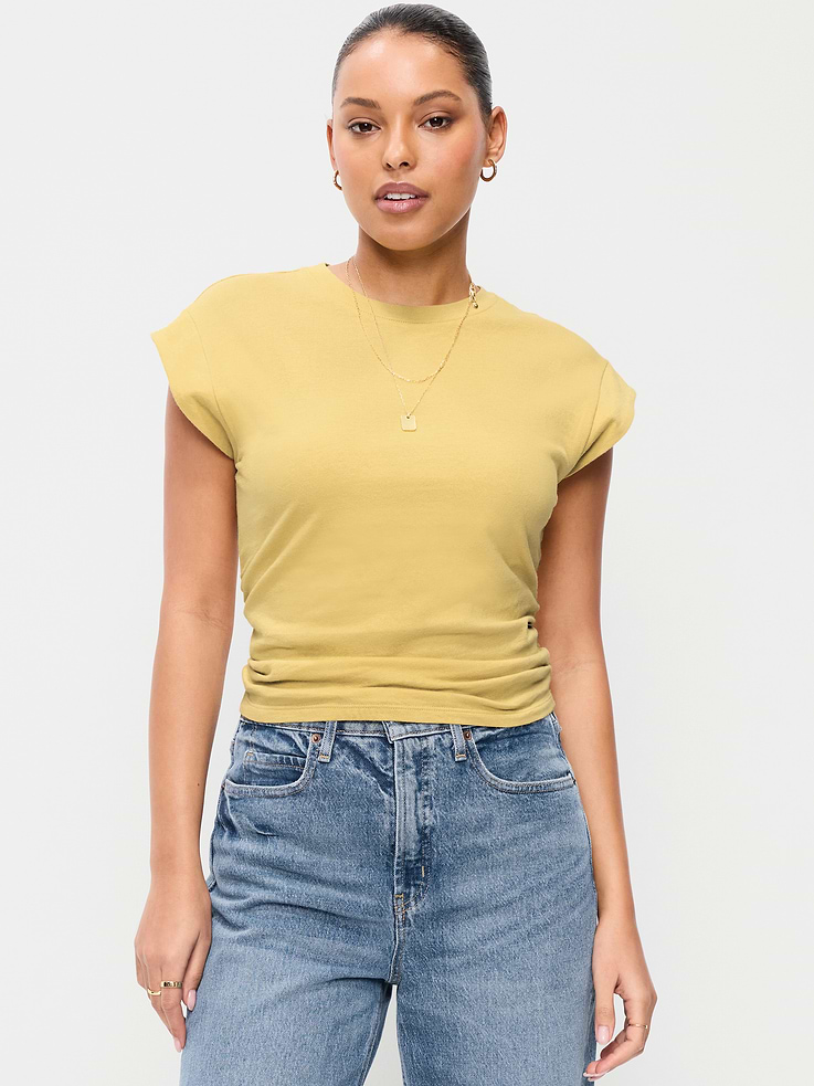 Image number 1 showing, Cap-Sleeve Cinch-Waist Top