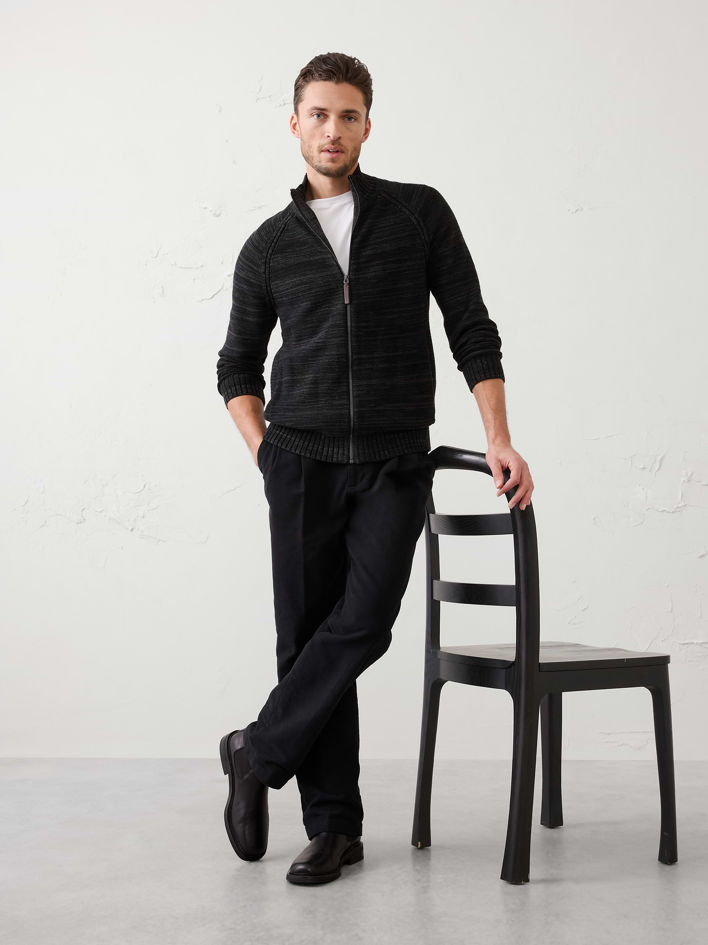 Image number 1 showing, Mock-Neck Zippered Sweater
