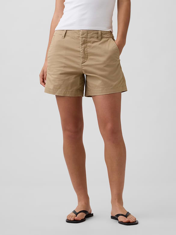 5" Mid Rise Downtown Khaki Shorts