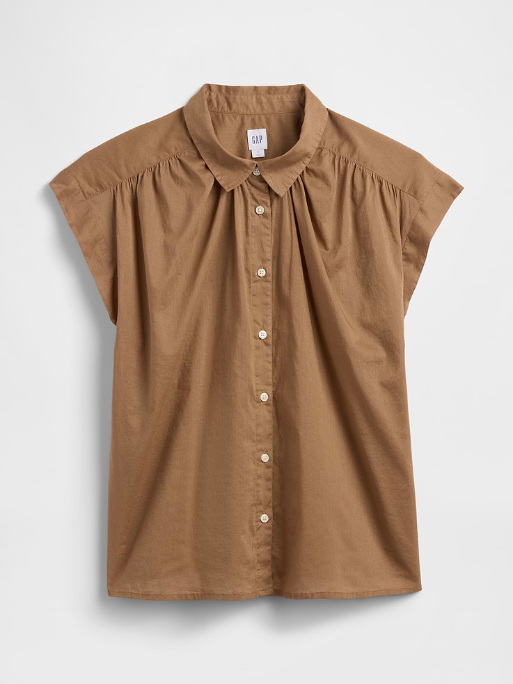 Image number 5 showing, Collared Cap-Sleeve Shirt