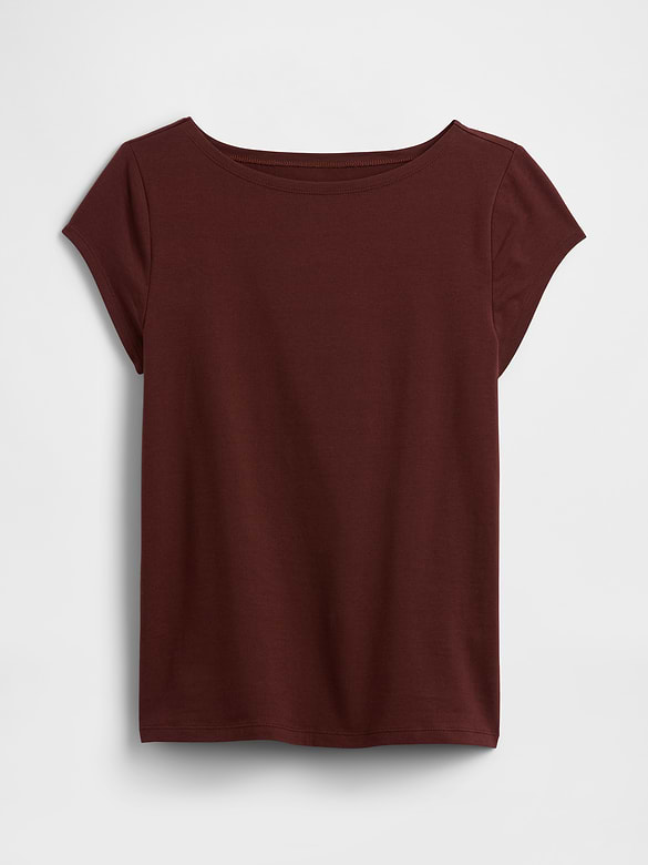Stretch Jersey Boatneck T-Shirt