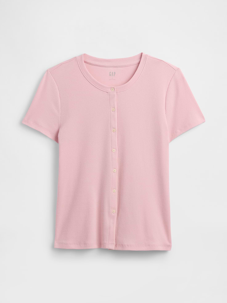 Image number 5 showing, Ribbed Button-Up Top