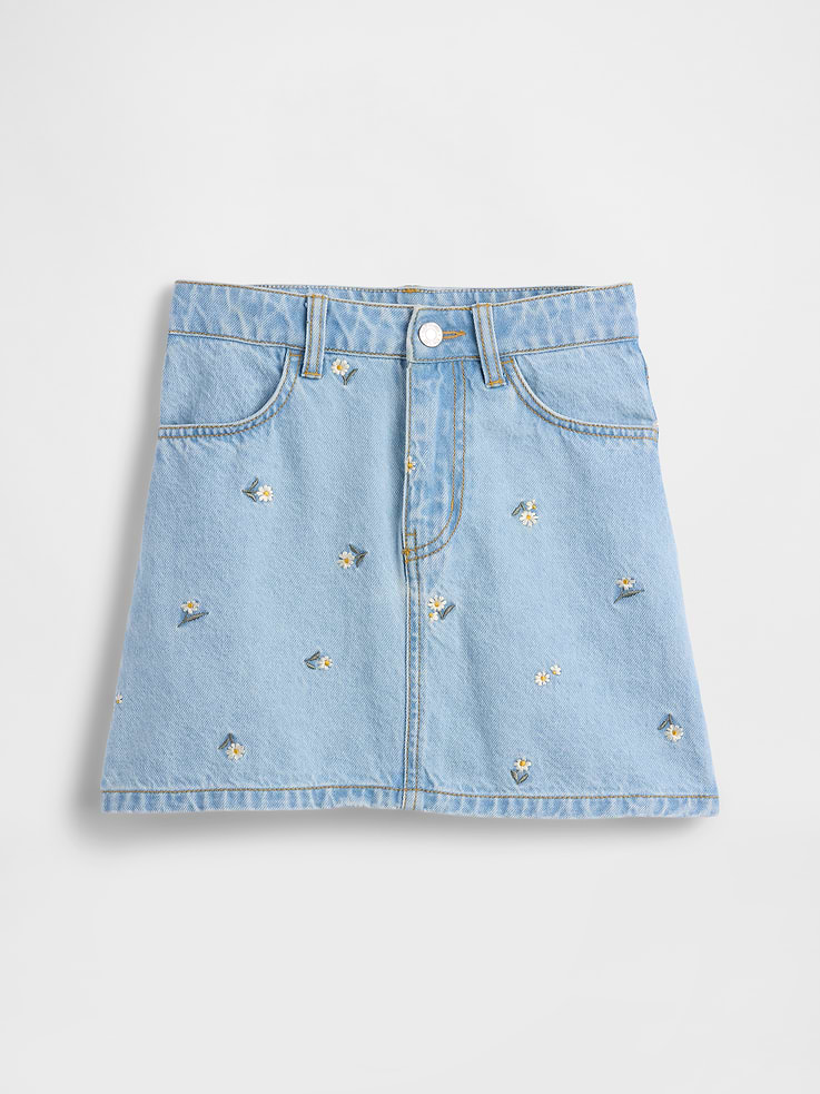 Image number 1 showing, Kids Embroidered Denim Skirt