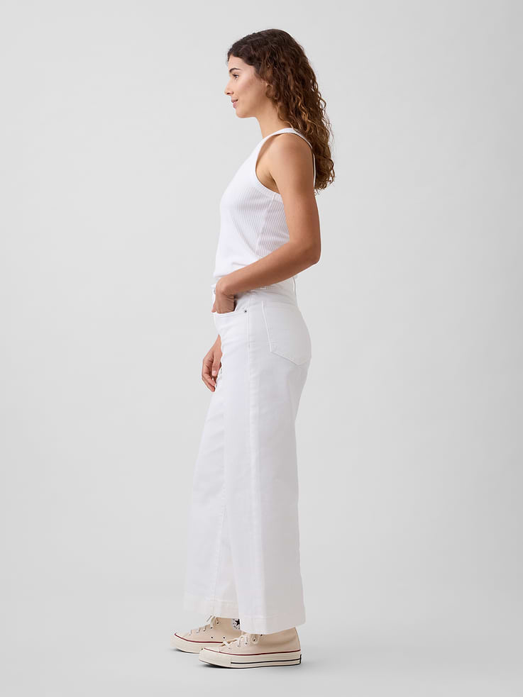 Image number 3 showing, High Rise Wide-Leg Crop Jeans