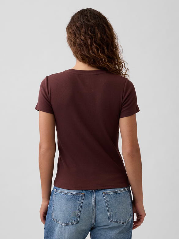 Ribbed Button-Up Top