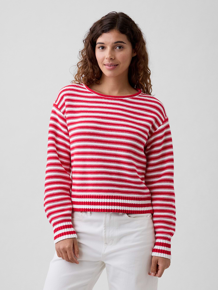 Image number 1 showing, Relaxed Stripe Rollneck Sweater