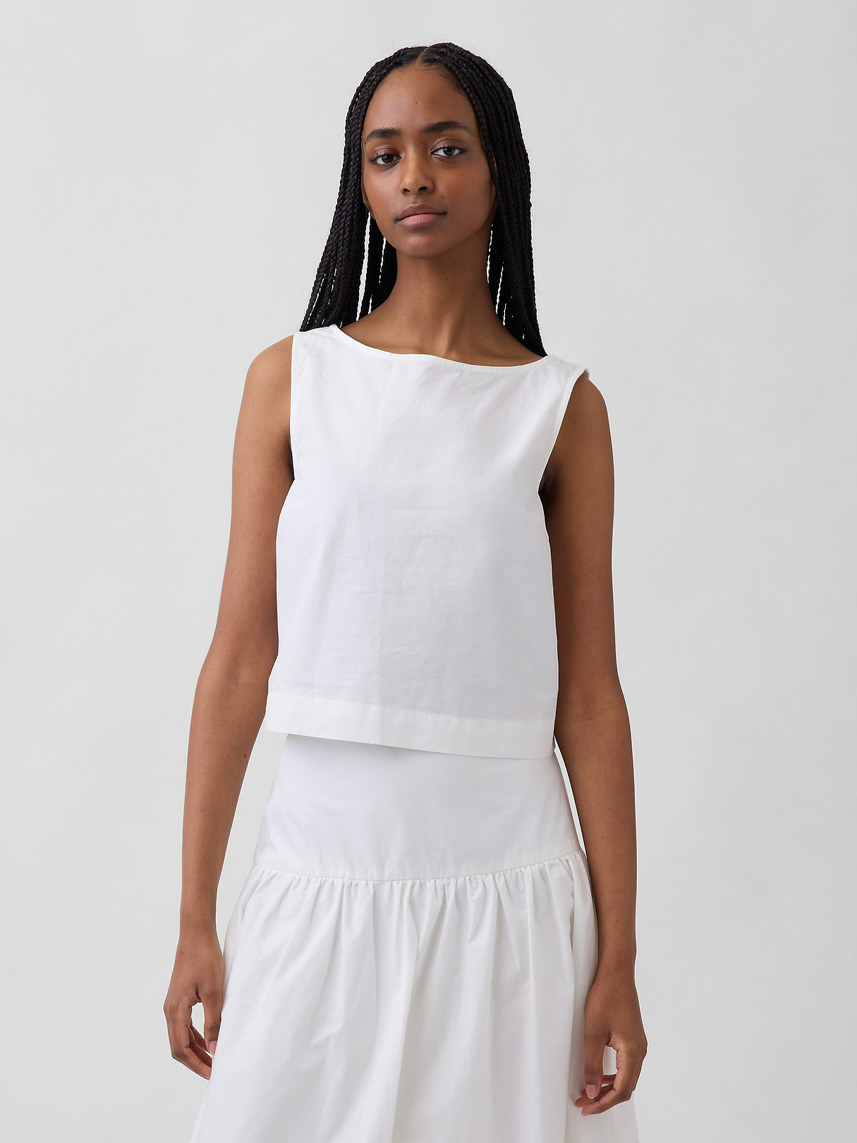 Poplin Boatneck Shell Tank Top | Gap