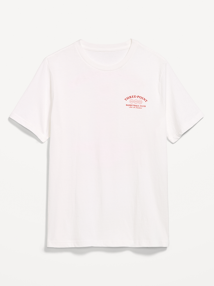 Image 1 of 2, rib-knit crew neck, short sleeves, graphic varies by color, Product #843383