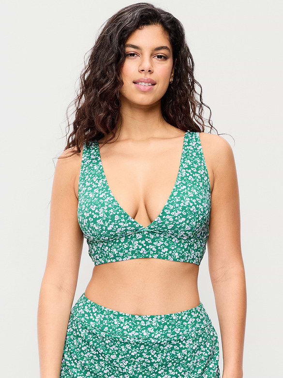 Pique Longline Bikini Swim Top