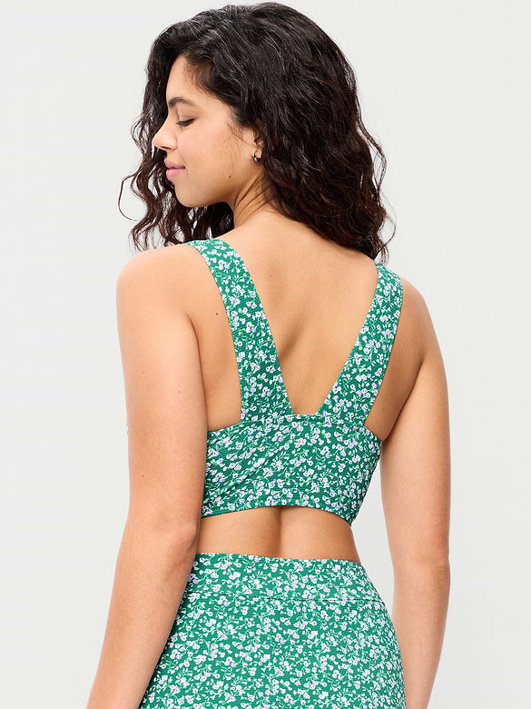 Pique Longline Bikini Swim Top