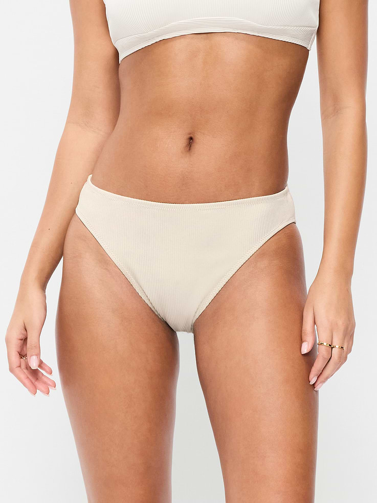 L'image numéro 1 présente Bas de bikini côtelé à taille mi-basse