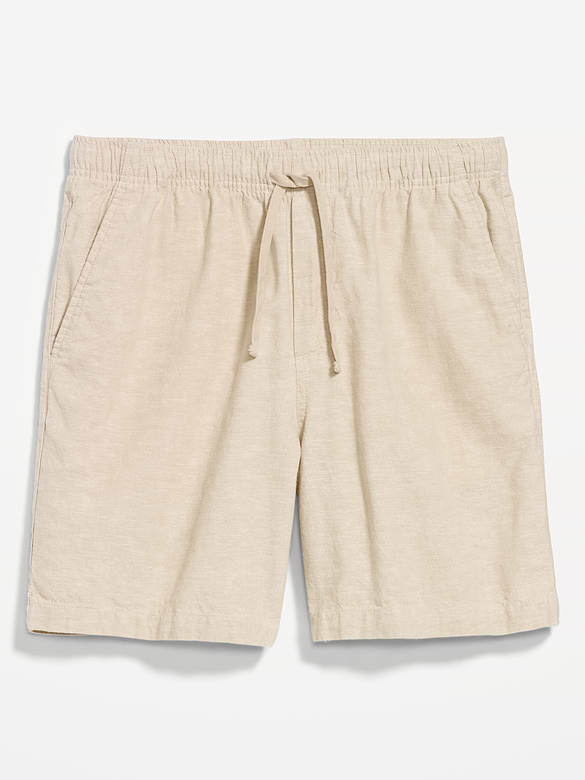 Short de jogging en mélange de lin, entrejambe de 18 cm