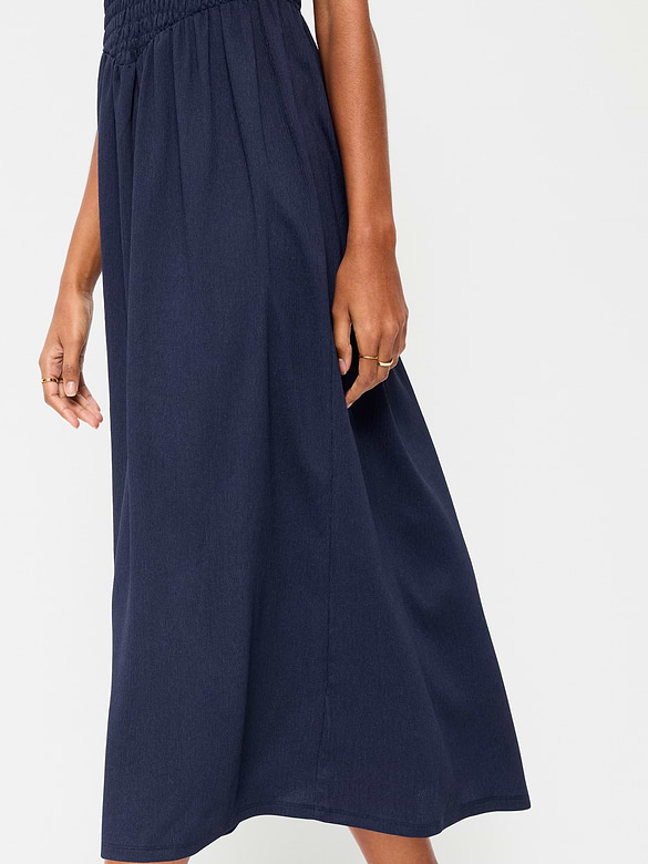 Fit & Flare Lightweight Smocked-Bodice Midi Dress