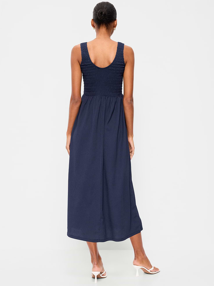 Image number 2 showing, Fit & Flare Lightweight Smocked-Bodice Midi Dress