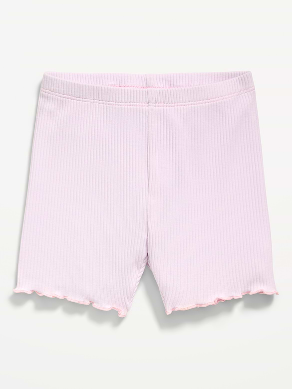 Rib-Knit Lettuce-Edge Biker Shorts for Toddler Girls