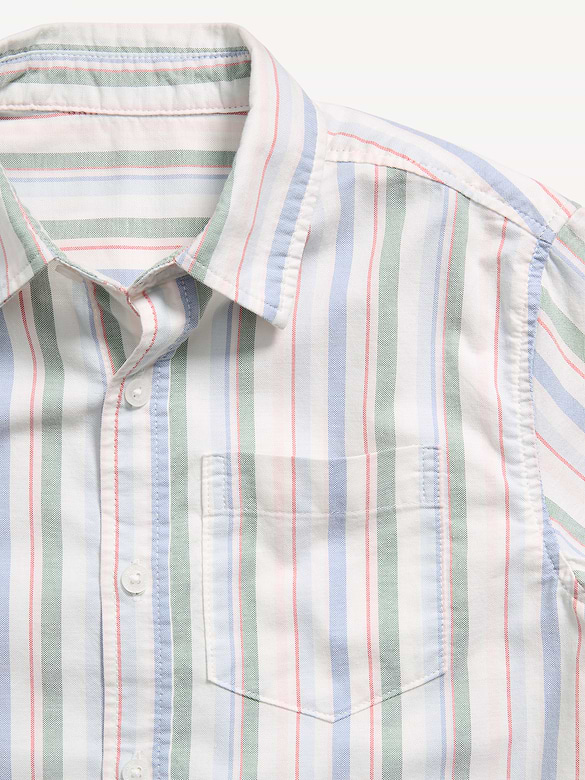 Short-Sleeve Striped Pocket Oxford Shirt for Boys