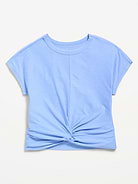 Image number 3 showing, CloudMotion Short-Sleeve Front-Knot T-Shirt for Girls