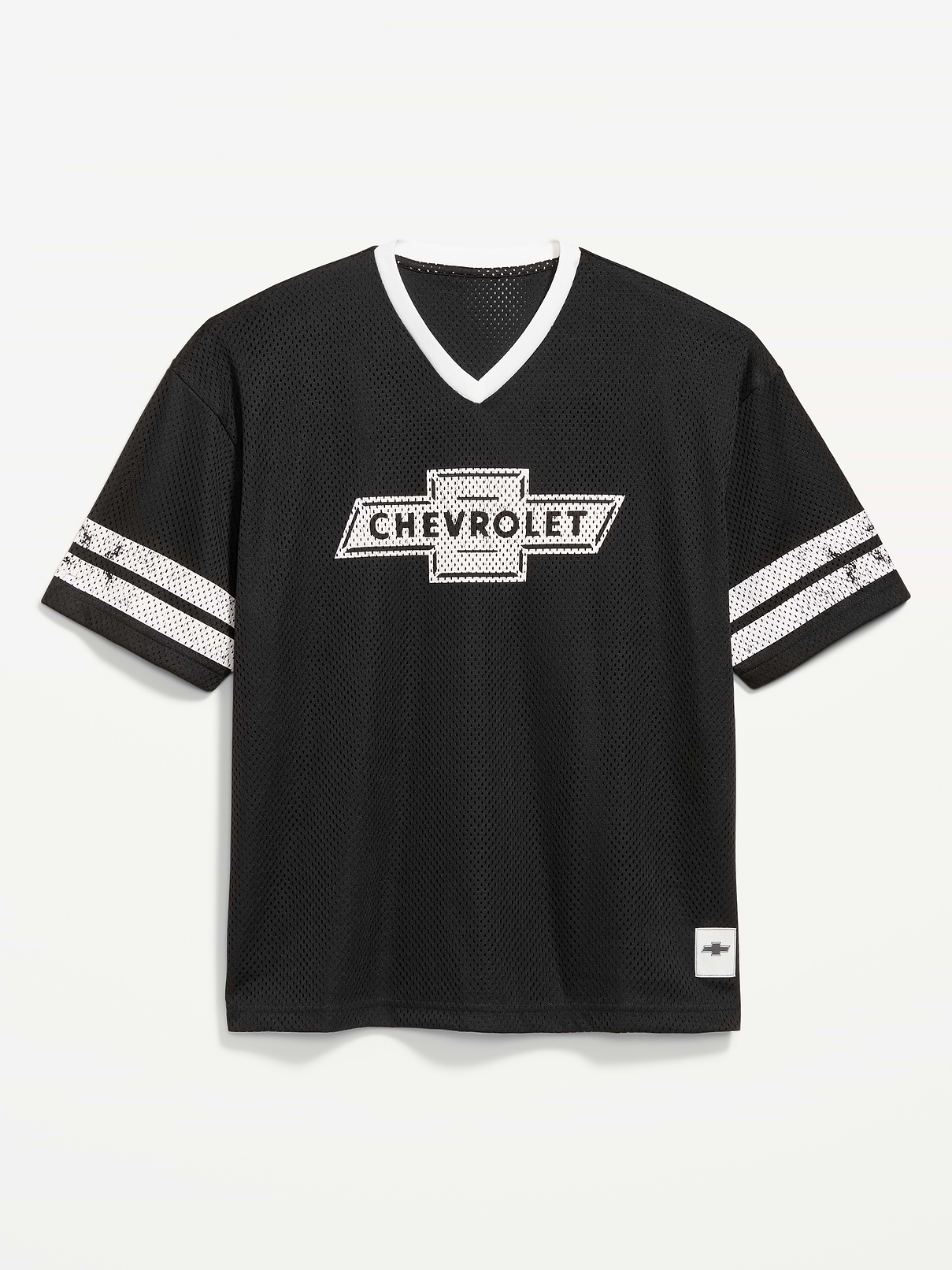 Image number 1 showing, Licensed Graphic Cropped Mesh V-Neck T-Shirt