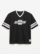 Image number 1 showing, Licensed Graphic Cropped Mesh V-Neck T-Shirt