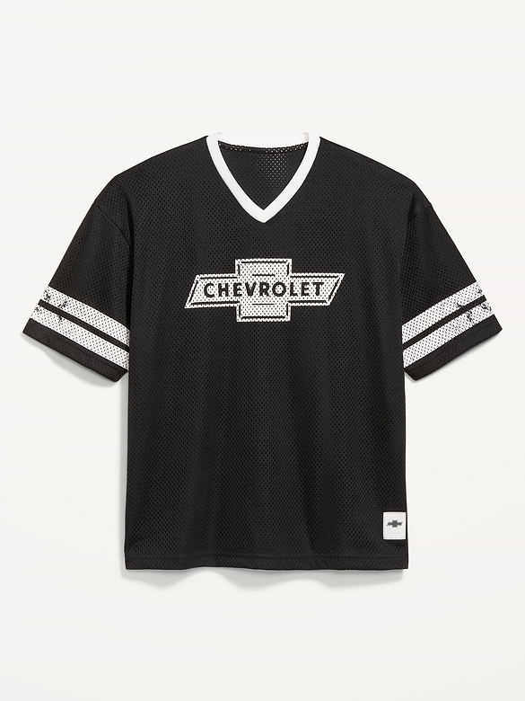 T-shirt court en maille à encolure en V et à imprimé sous licence