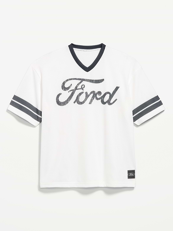 T-shirt court en maille à encolure en V et à imprimé sous licence