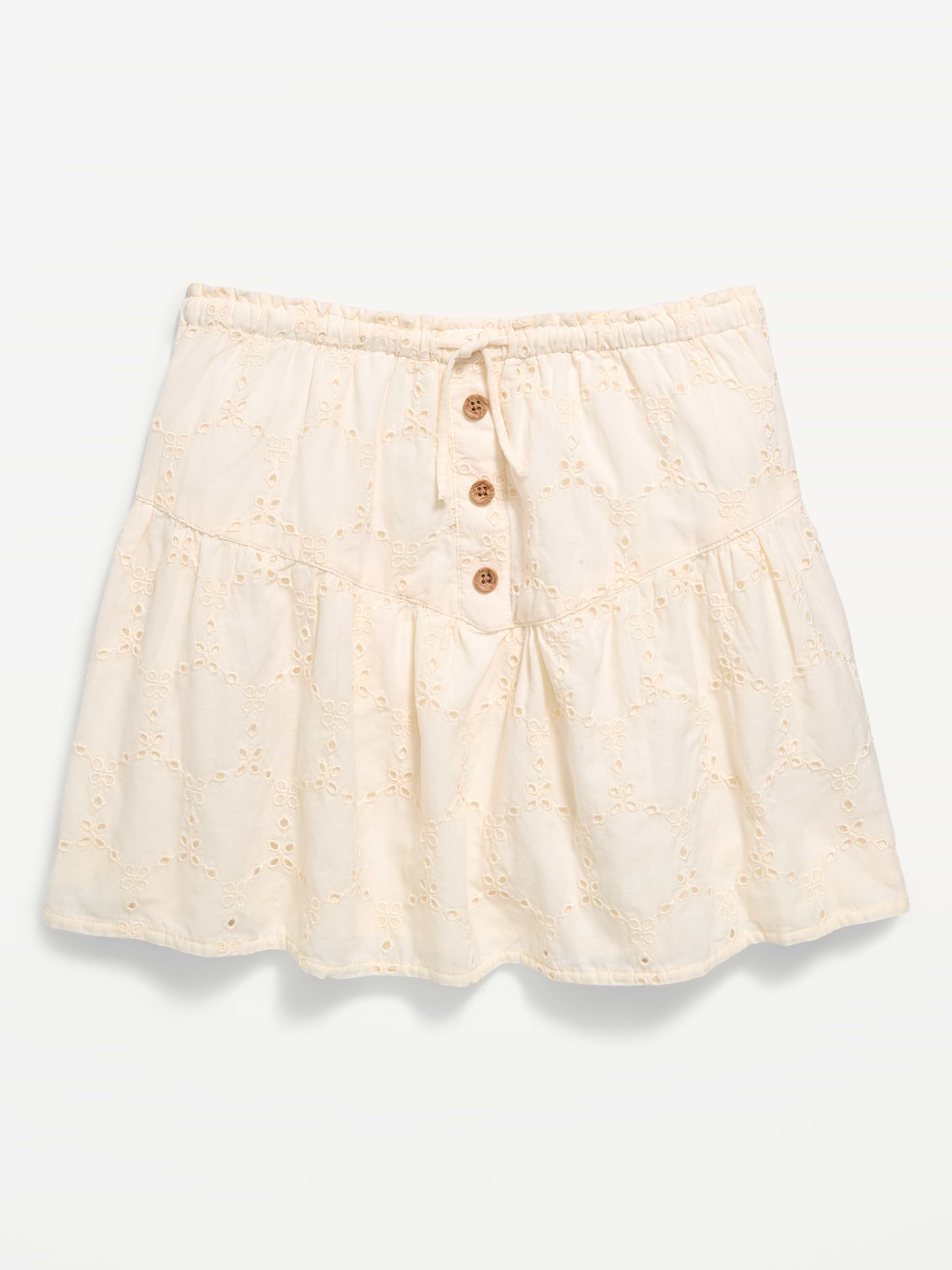 L'image numéro 4 présente Jupe texturée boutonnée à broderie anglaise pour fille