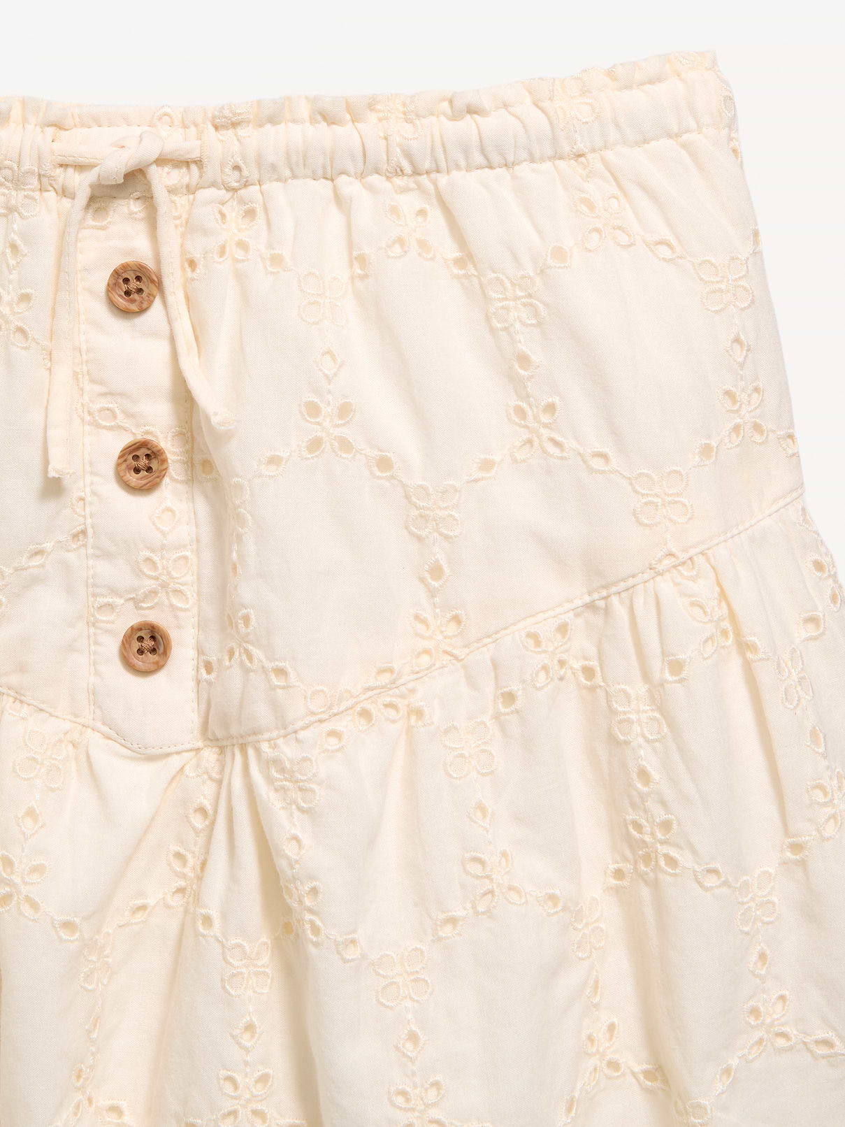 L'image numéro 5 présente Jupe texturée boutonnée à broderie anglaise pour fille