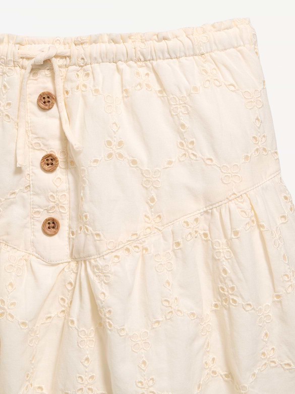 Textured Eyelet Buttoned Skirt for Girls