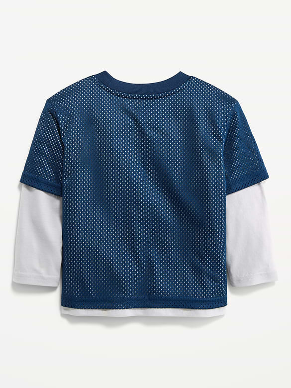 Oversized 2-In-1 Mesh Long-Sleeve T-Shirt for Toddler Boys