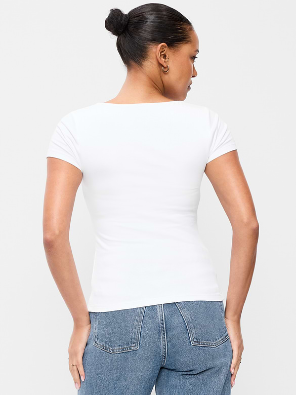 Hug Double-Layer Scoop-Neck Top