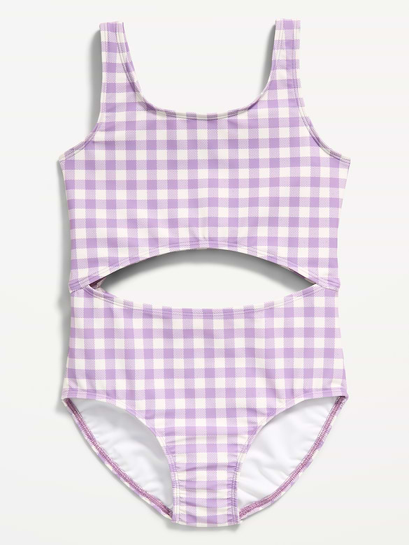 Printed Cutout One-Piece Swimsuit for Girls