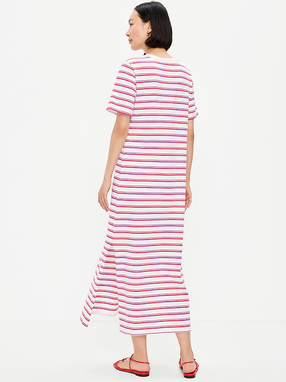 Vintage Crew-Neck Maxi T-Shirt Dress