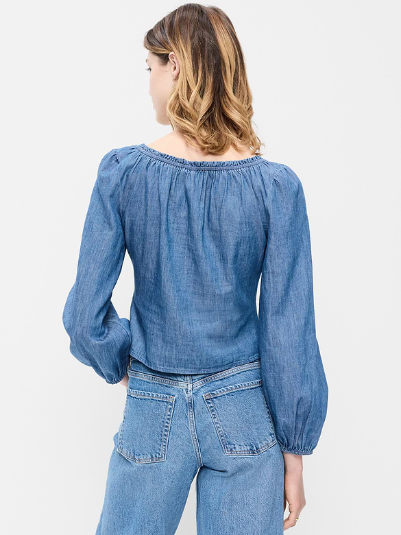 Haut boutonné en denim à manches longues