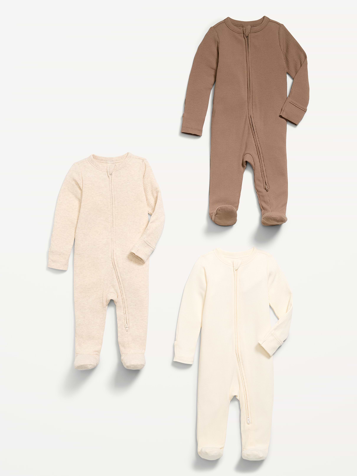 Image number 2 showing, Ribbed 2-Way-Zip Sleep & Play Footed One-Piece 3-Pack for Baby