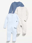 Image number 1 showing, Ribbed 2-Way-Zip Sleep & Play Footed One-Piece 3-Pack for Baby