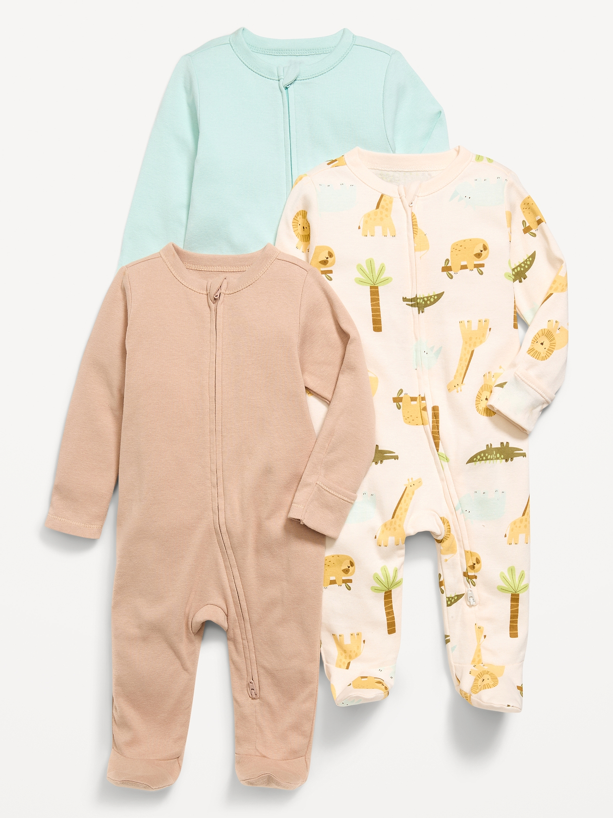 2-Way-Zip Sleep & Play Footed One-Piece 3-Pack for Baby | Old Navy
