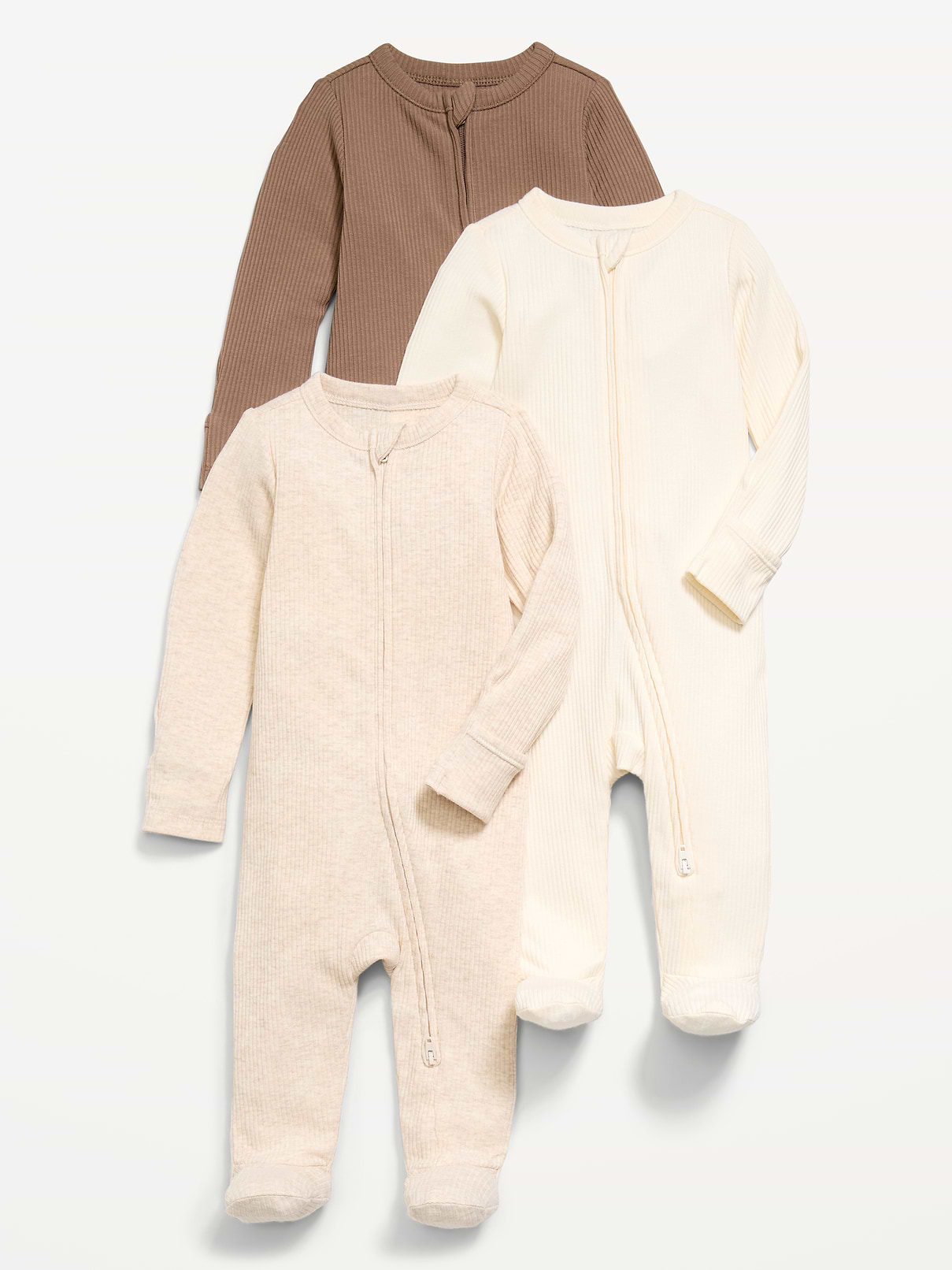 Image number 1 showing, Ribbed 2-Way-Zip Sleep & Play Footed One-Piece 3-Pack for Baby