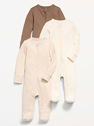 Image number 1 showing, Ribbed 2-Way-Zip Sleep & Play Footed One-Piece 3-Pack for Baby