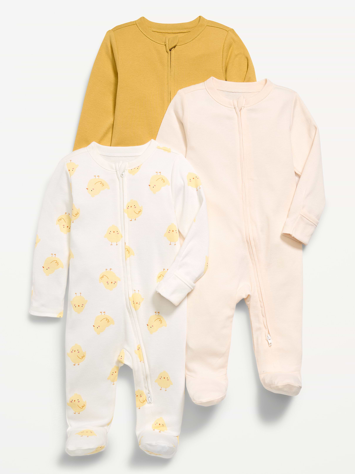 Image number 1 showing, 2-Way-Zip Sleep & Play Footed One-Piece 3-Pack for Baby
