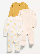 Image number 1 showing, 2-Way-Zip Sleep & Play Footed One-Piece 3-Pack for Baby