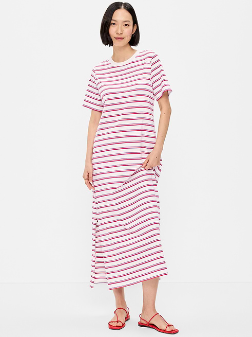 old navy t shirt dress Maternity T-shirt – Bellies to Bellies knit crew neck short sleeves striped print relaxed fit hits above ankle models are approx Turned this @oldnavy shirt dress