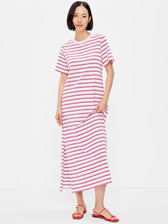 Vintage Crew-Neck Maxi T-Shirt Dress