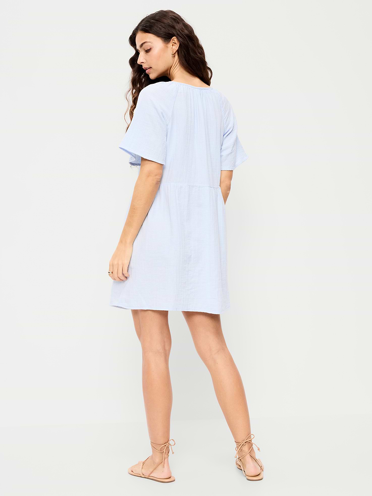 Image number 2 showing, Crinkle Gauze Flutter-Sleeve Mini Swing Dress